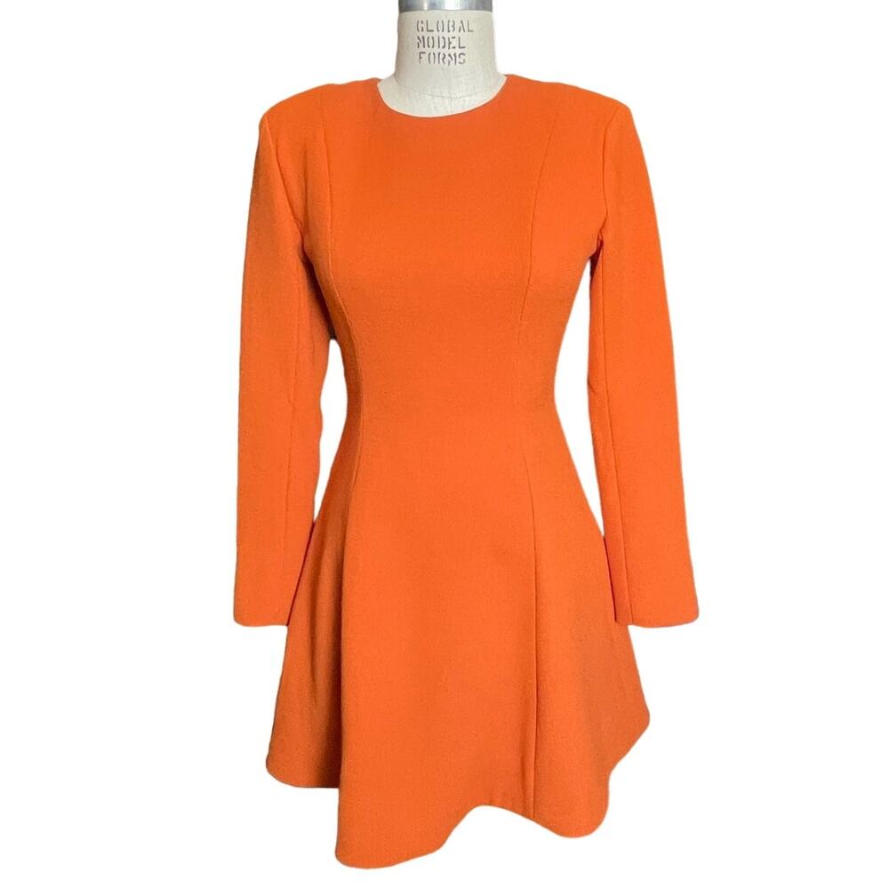 Rebecca de Ravenel Orange Long Sleeve Fit & Flare Dress Size 6